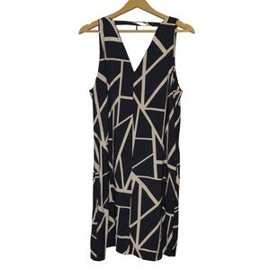 Banana Republic Sleeveless Shift Dress Women’s Size Large Navy Ivory Geometric